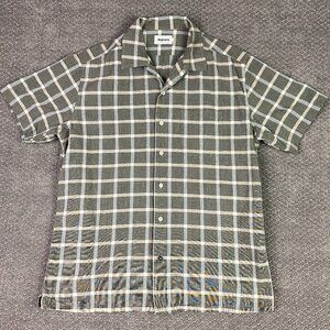 Taylor Stitch Hawthorne Shirt Men's 42-44 Gray Check Camp Short Sleeve Button Up